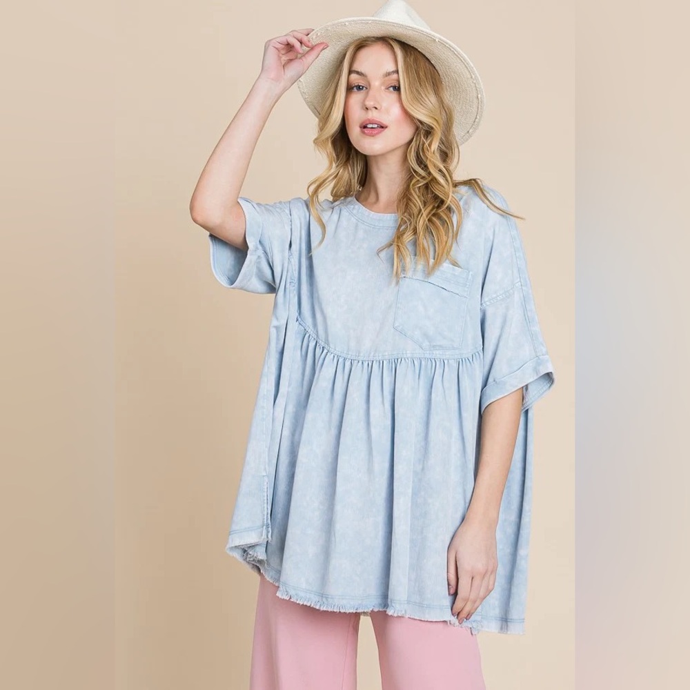Mineral Wash Babydoll Top